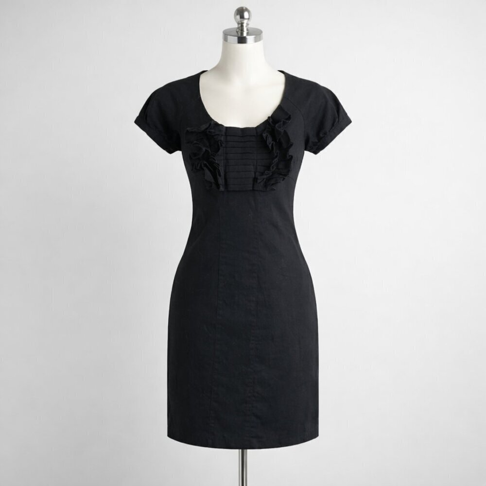 Ted Baker Black Ruffle Front Sheath Dress